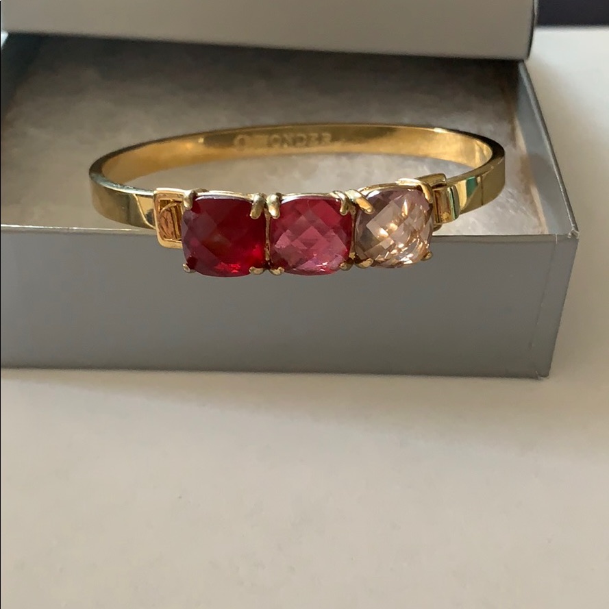 C Wonder Hinged Bangle With Three PinkRed Stones 9$